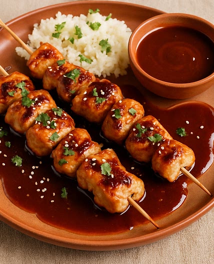 Brochetas de pollo con salsa de tamarindo