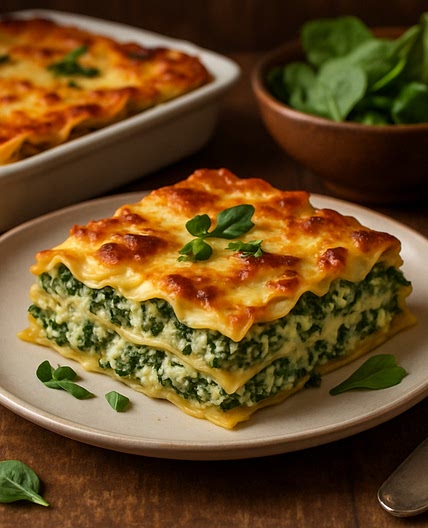 Lasaña con espinaca y ricotta