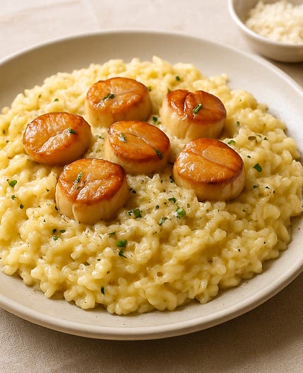 Risotto con ostiones ahumados y quesos