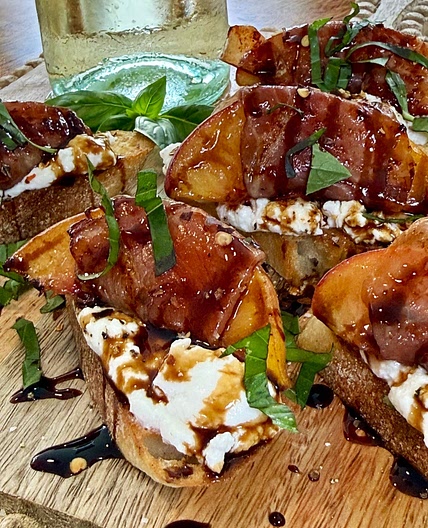 Blackstone Prosciutto Peach Ricotta Crostini