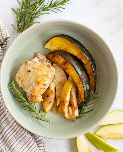 One Pot Roasted Chicken with Acorn Squash