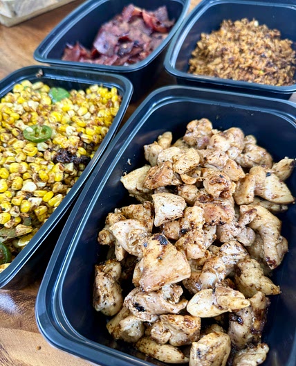 Blackstone Chicken Sweet Potato and Corn Meal Prep