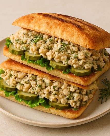 Smashed White Bean Dill Pickle Sandwiches
