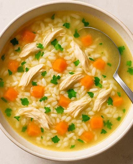 chicken and rice soup (Canja)