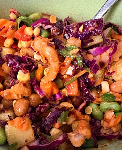 Shrimp Coconut Curry Dense Bean Salad