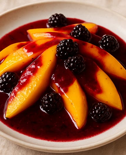 Mangos en salsa de zarzamora