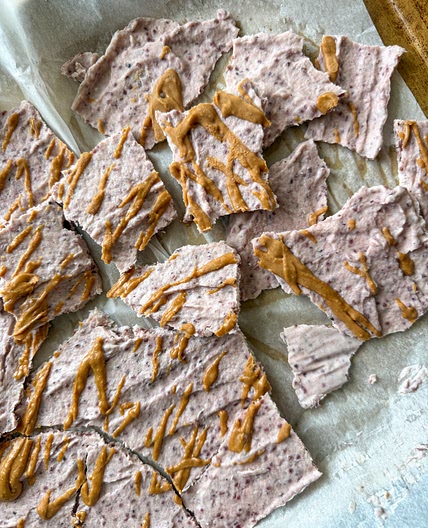 PB&J Yogurt Bark (easy snack for kids, no added sugar)