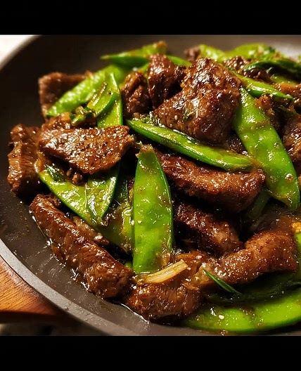 Savory Garlic Ginger Beef & Snap Peas