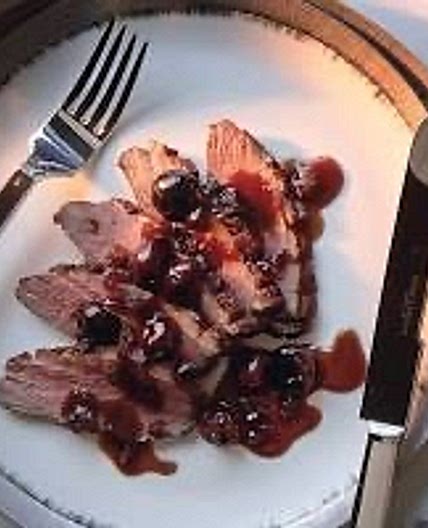 Low-histamine pan-seared duck breast with fresh cherry sauce