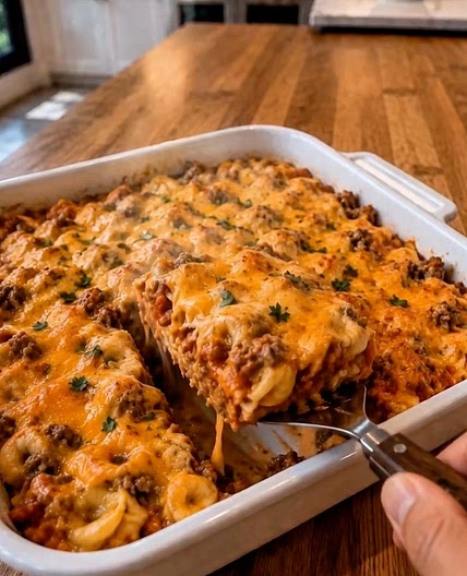 This **Cheesy Taco Tortellini Bake