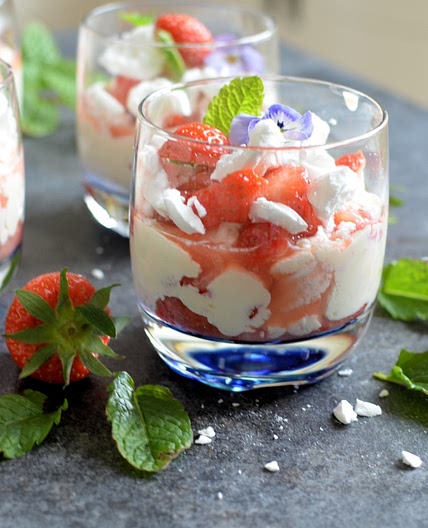 Eton Mess with Strawberries and Elderflower Cream