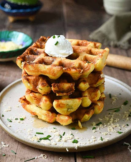 Savory Waffles with Green Chile and Cheddar