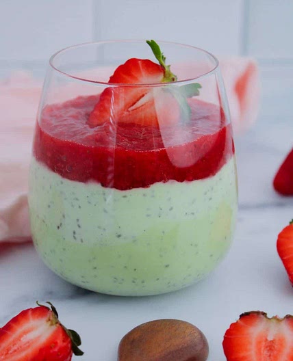 Strawberry Matcha Chia Pudding