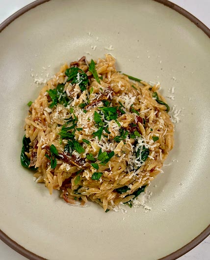 One Pan Sun-Dried Tomato and Boursin Cheese Orzo