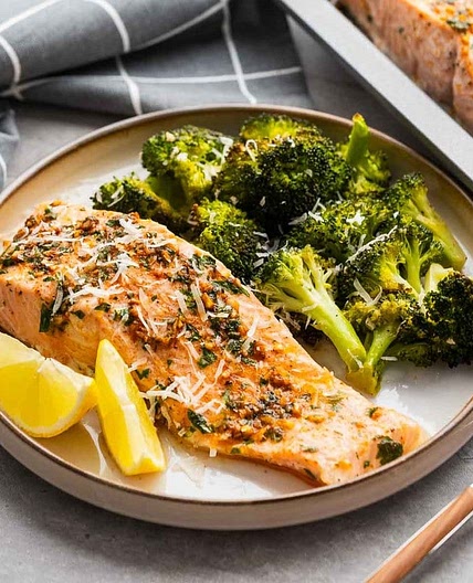 Sheet Pan Salmon and Broccoli