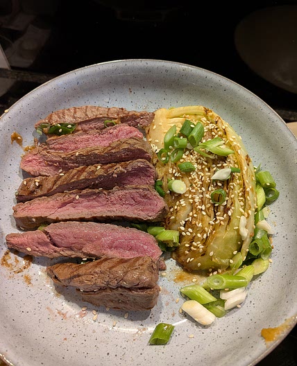 Fillet steak & miso cabbage