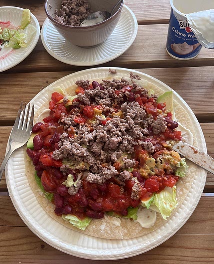 Minced Meat Wraps with Guacamole and Tomato Sauce