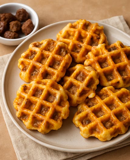 Sausage Cheddar Mini Waffles