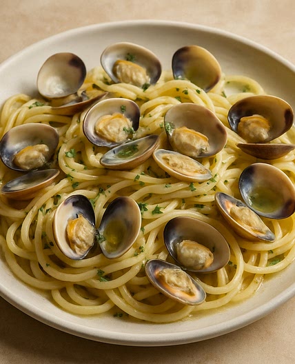 Espagueti con salsa de almejas