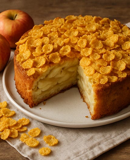 Torta de manzanas con hojuelas de maíz