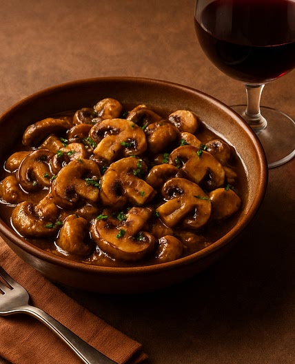 Hongos con vino