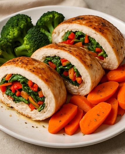 Pechuga de pollo rellena de vegetales