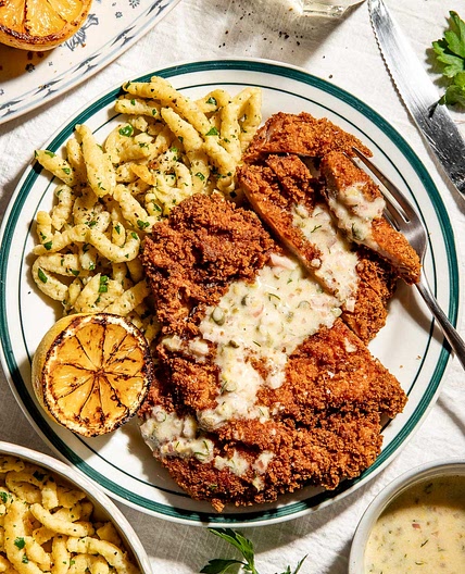 Pork Schnitzel with Spaetzle
