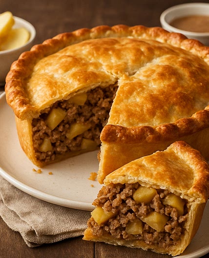 Pastel de carne con manzana