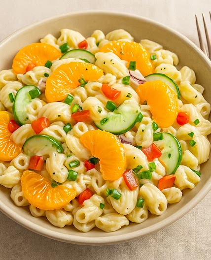 Pasta fría con mandarina