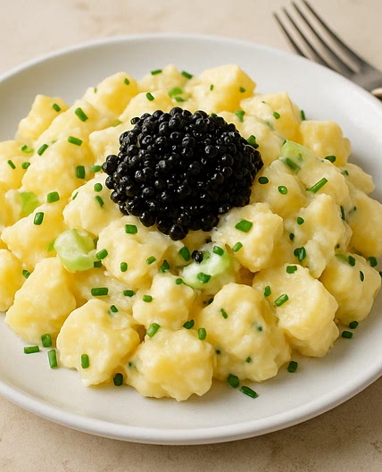 Ensalada de papas con caviar