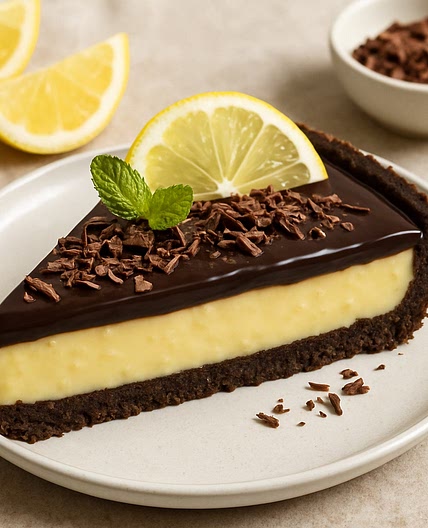 Postre de limón con chocolate