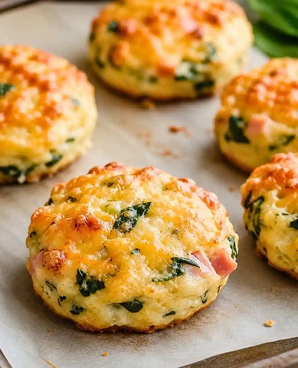 High-Protein Breakfast Biscuits with Ham and Cheese