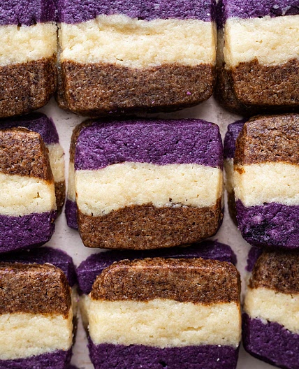 Ube Coffee Neapolitan Shortbread Cookies
