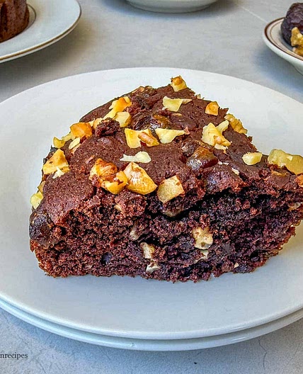 Eggless Chocolate Walnut Date Cake (Soft and Moist Cake)
