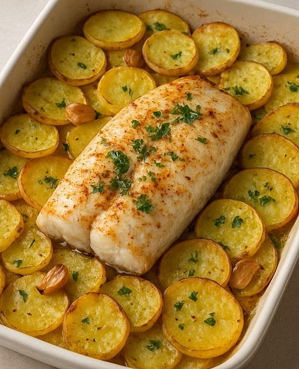 Merluza al horno con papas