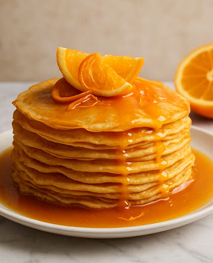 Torre de crepas de naranja con salsa de Cointreau