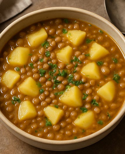 Sopa de lentejas y papas