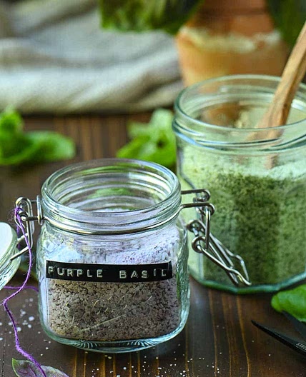 Homemade Basil Salt (With Green or Purple Basil)