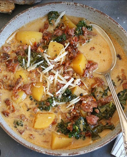 Sausage, Potato & Kale Cream Soup