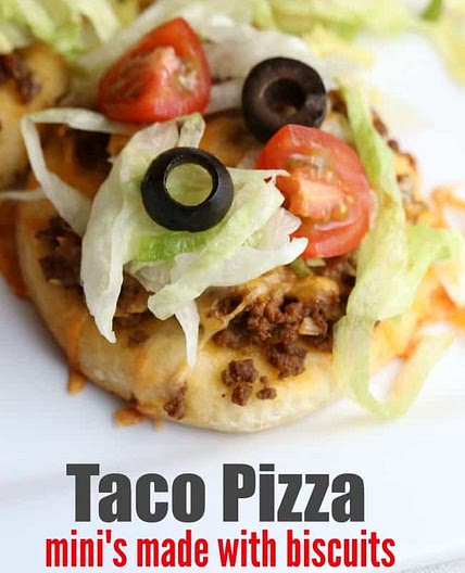 Taco Pizza mini's made with biscuits