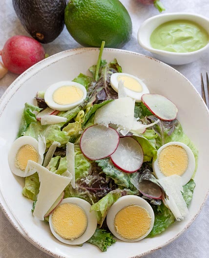 Avocado Dressing Over Mixed Green Salad