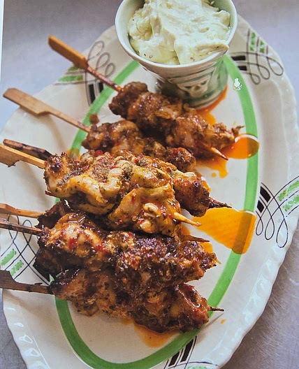 Peri Peri Chicken Skewers with Tahini & Avocado Dip