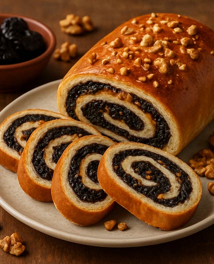 Rollo de ciruela pasa y nuez