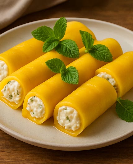 Rollitos de mango rellenos