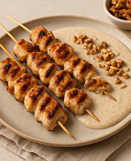 Pinchitos de pollo con salsa de nuez