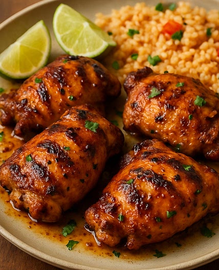 Muslos de pollo marinados en tequila