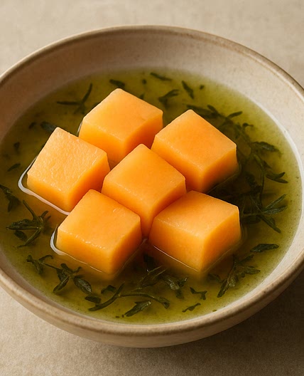 Melón en infusión de té verde