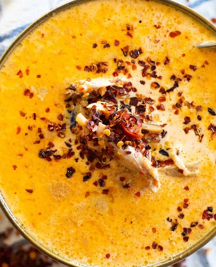 Creamy Spicy Chicken Soup with Whole Chicken