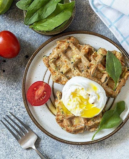 Courgette & Cottage Cheese Waffles with Grated Onion
