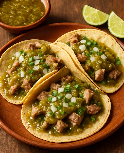 Tacos de Carnitas en Salsa Verde